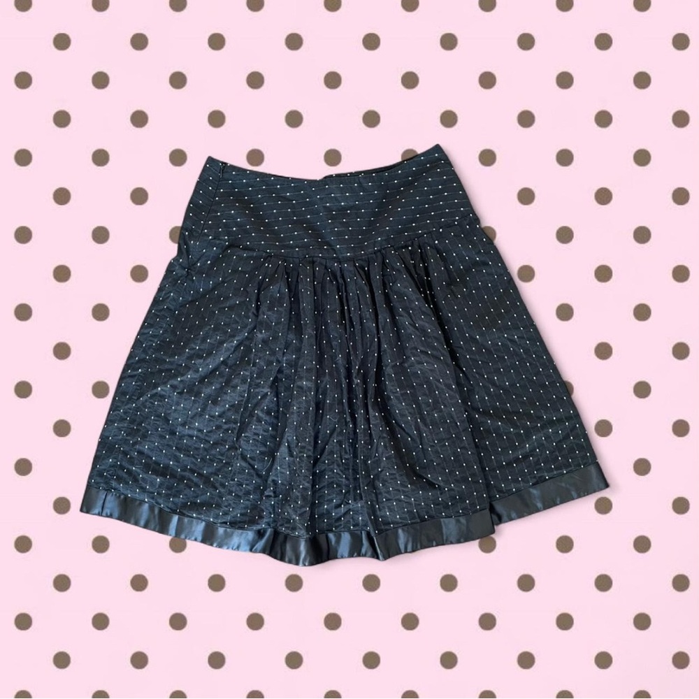 2000s ‘The Limited’ Black & Silver Skirt with White Polka Dots